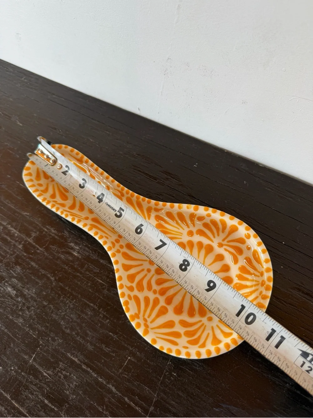 Talavera Ceramic Spoon Rest in Orange Floral Pattern